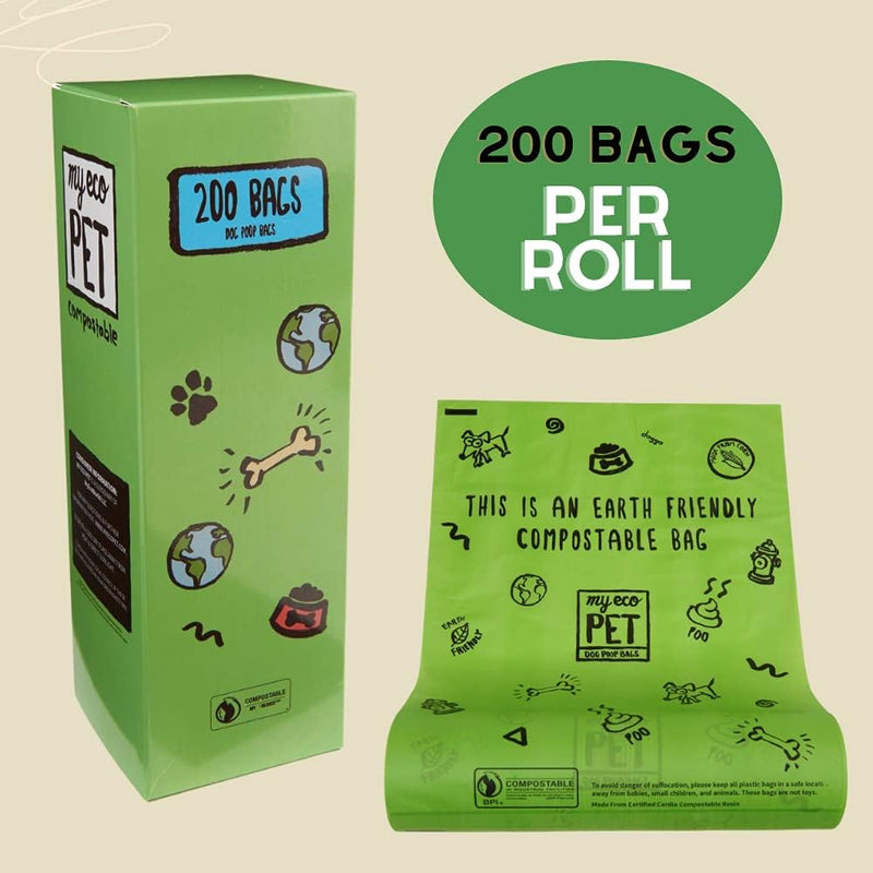 MyEcoPet Compostable Dog Waste Bags, 200 Bags Per Roll