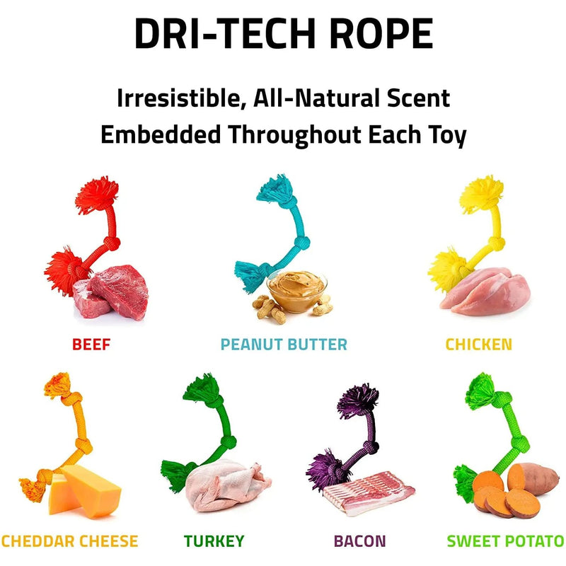 Playology Dri-Tech Rope Dog Toy Peanut Butter Scent, Small PLAYOLOGY