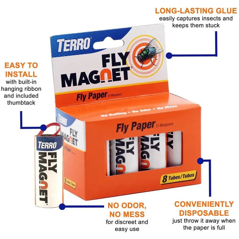 Terro Fly Magnet Sticky Fly Paper Fly Trap, 8-Pack Terro