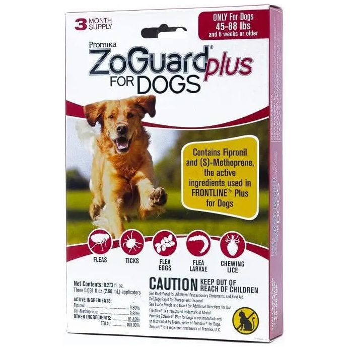 ZoGuard Plus Flea and Tick Drops for LG Dog 3 Months 45-88 lbs. ZoGuard