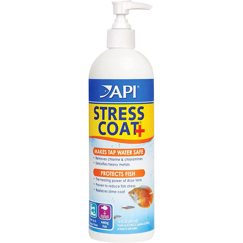 API Stress Coat Bottle with Pump Removes Chlorine Treats 960 Gal 16 oz. API