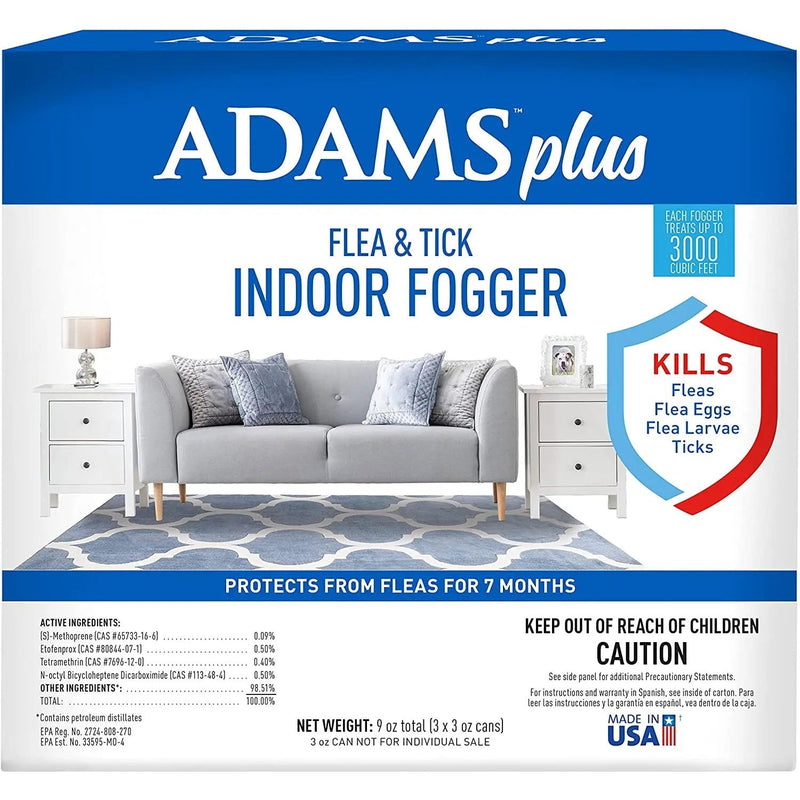Adams Plus Flea & Tick Indoor Fogger 3 oz. Cans Each 3-Pack Adam