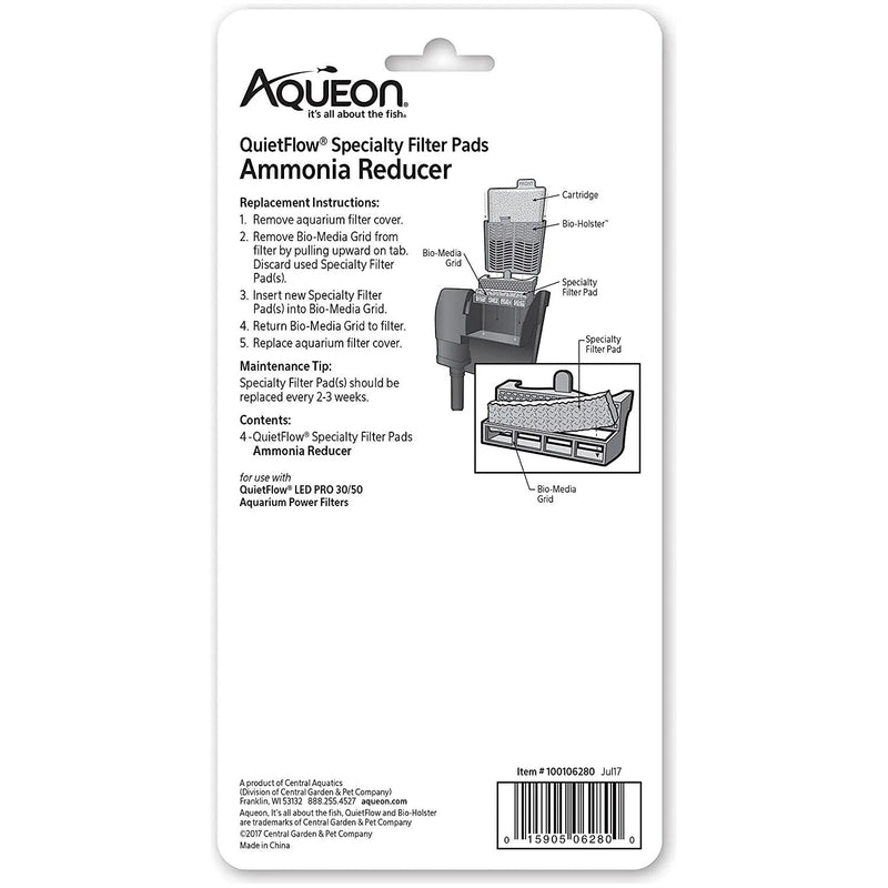 Aqueon Replacement Ammonia Reducer Filter Pads Size 30/50 4CT Aqueon