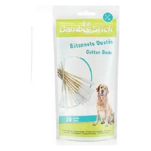 Bamboo Stick Cotton Buds for Cleaning Dogs Ears SM/MD - L/XL 30 Count Bamboo Stick