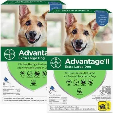 Bayer Advantage II Flea Treatment Dogs Over 55 lbs. 6 Months 2pck Bayer