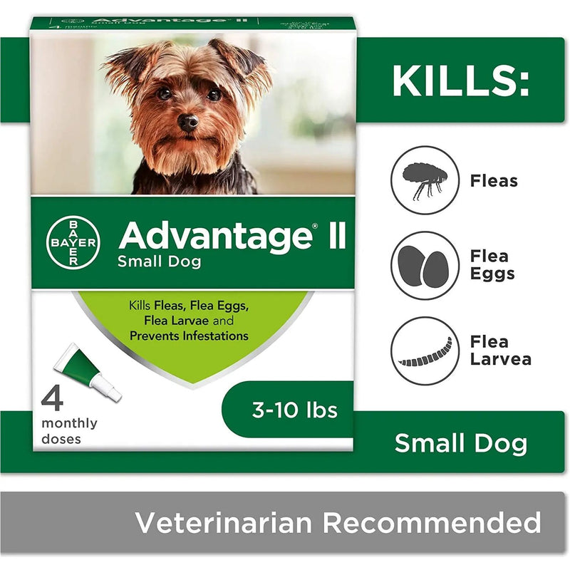 Bayer Advantage II Topical Flea Treatment for SM Dogs 3-10lbs.4ct Bayer