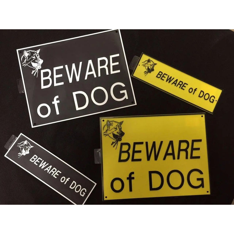 Beware Of Dog Signs Plastic Durable & Visible Black or Yellow 9 x 11" or 3 x 10" Hueter Toledo