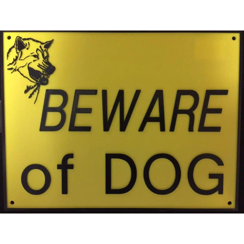 Beware Of Dog Signs Plastic Durable & Visible Black or Yellow 9 x 11" or 3 x 10" Hueter Toledo