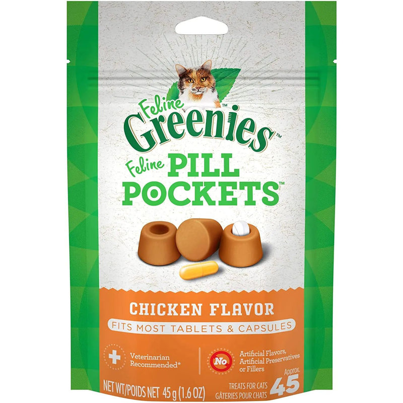 Greenies Pill Pockets For Cats Chicken/Salmon Flavor Holds Most Capsules/Tablets Greenies