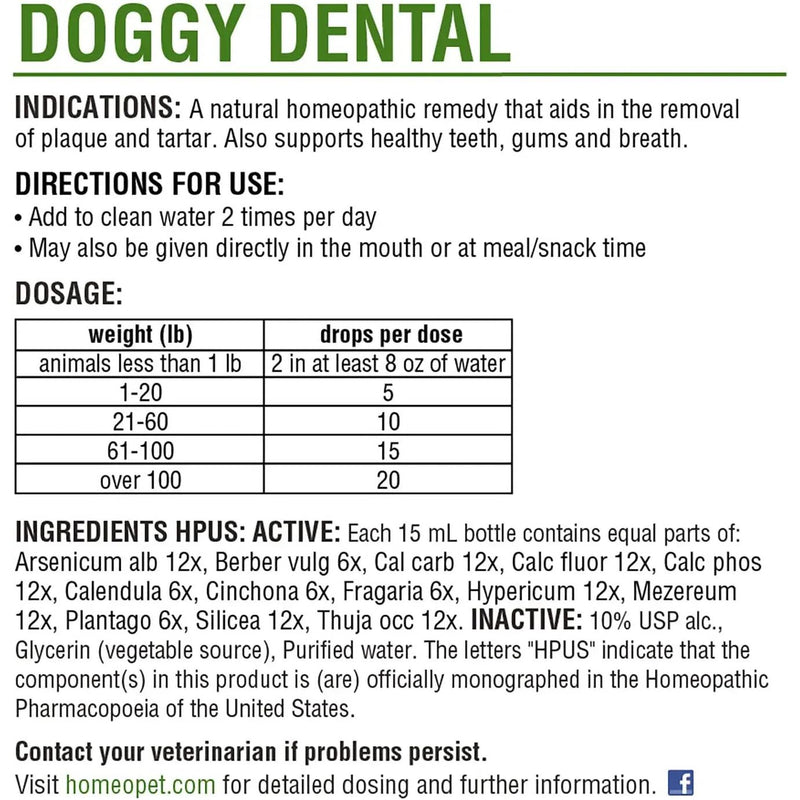 HomeoPet Doggy Dental 15mL HomeoPet