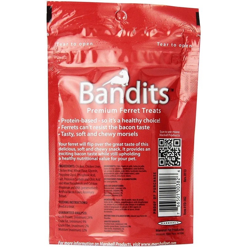 Marshall Bandits Ferret Pet Treat Bacon Fresh Protein 3 oz. 3CT Marshall