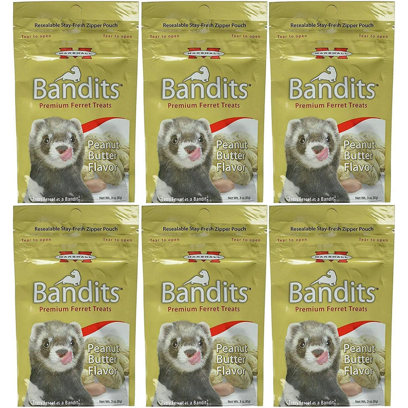 Marshall Bandits Ferret Treats Peanut Butter Flavor 3 oz. 6-Pack Marshall Pet Products