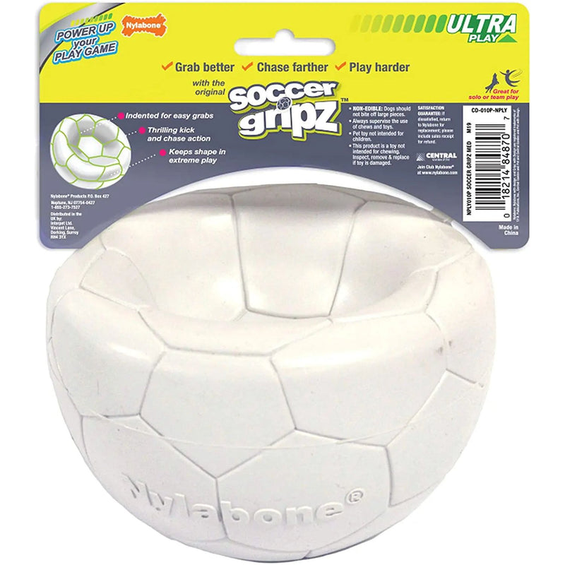 Nylabone Power Play Soccer Gripz Ball Dog Toy, White Medium Nylabone