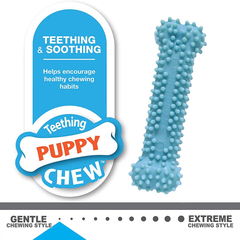 Nylabone Puppy Chew Toy & Treat Triple Pack SM/Regular, Blue Nylabone