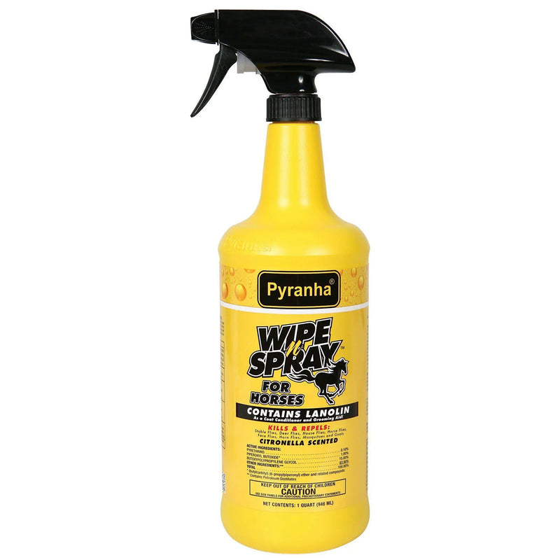Pyranha Wipe N Spray Repel Flies Protection for Horses 32oz Pyranha
