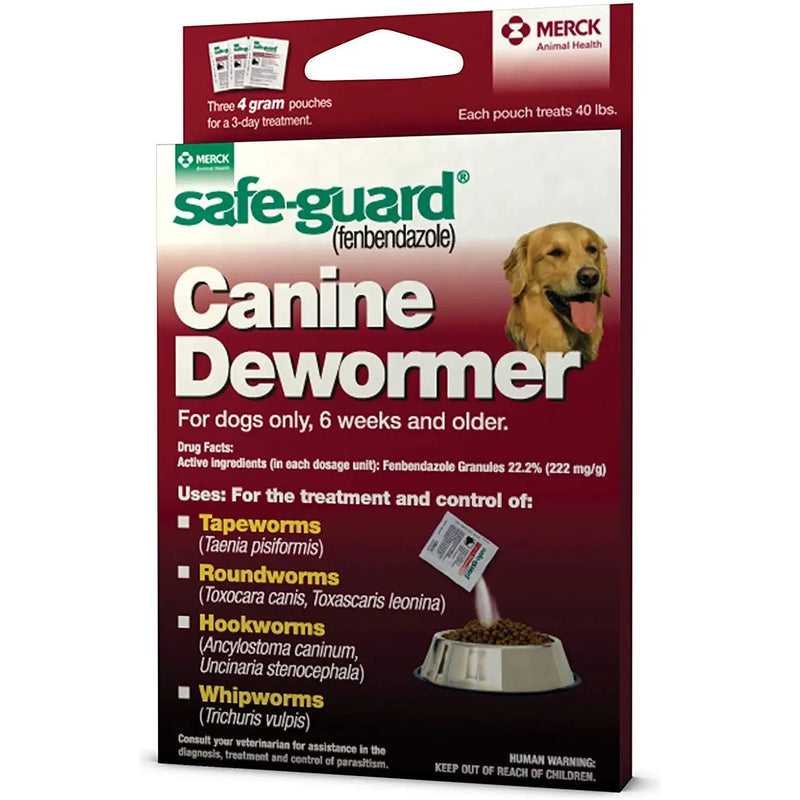 Safe-Guard Panacur (fenbendazole) K9 Dogs 40 lbs 4gm 3-Pack Merck