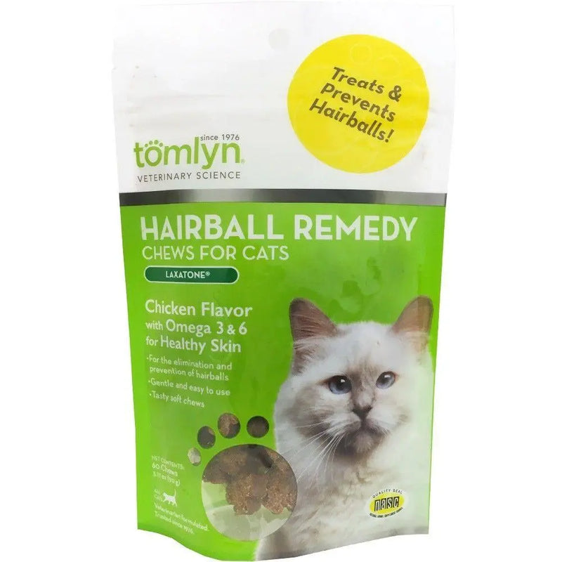Tomlyn Laxatone Soft Chews Hairball Remedy for Cats Chicken Flavor 60ct Tomlyn