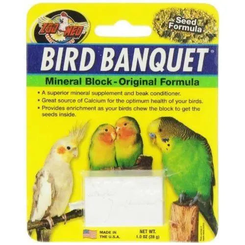 Zoo Med Bird Banquet Mineral Block Original Seed Formula Food 1 oz. Zoo Med