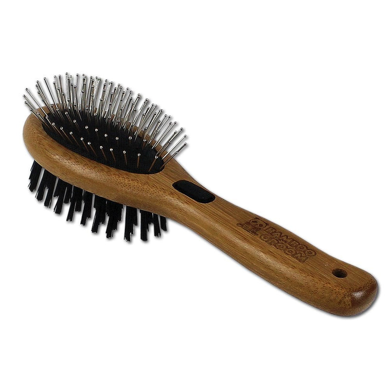 Bamboo Groom Combo Brush with Bristles & Stainless Steel Pins SM/MD Pet Adventures Worldwide
