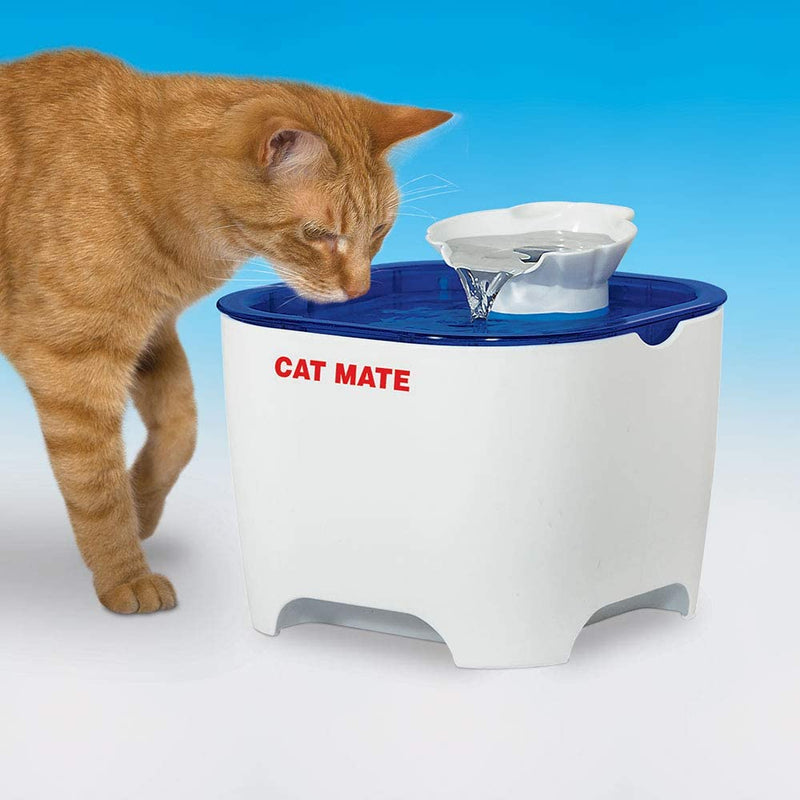 Cat Mate Shell Pet Water Fountain 100 Fl Oz. White/Blue Closer Pets