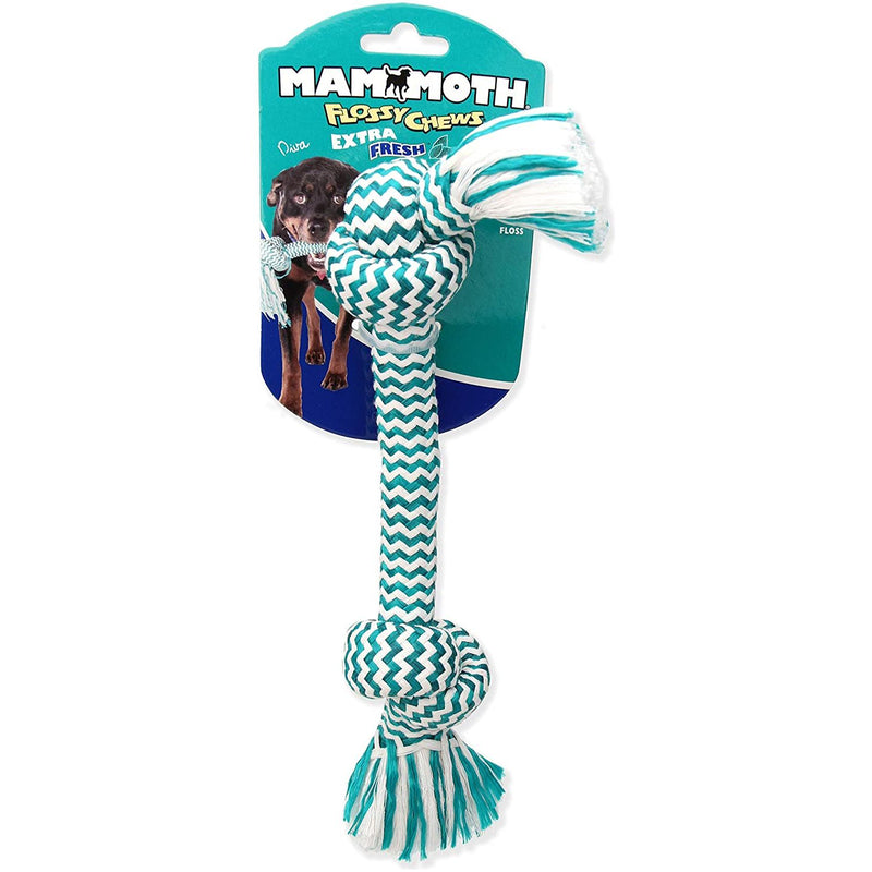 Mammoth Pet Extra Fresh 2 Knot Bone Dog Toy, LG 14" Green/White Mammoth Pet Products