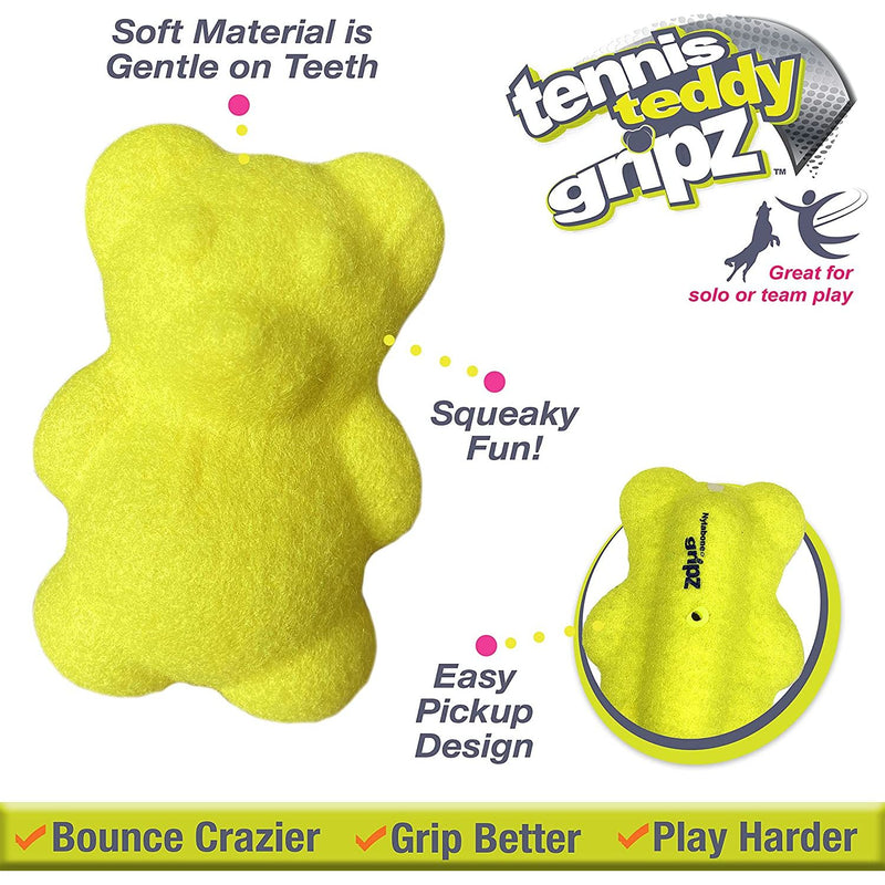 Nylabone Power Play Tennis Teddy Gripz Bear Dog Toy, Medium Nylabone