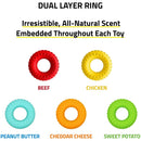 Playology Dual Layer Ring Dog Toy Chicken Scent, Medium PLAYOLOGY