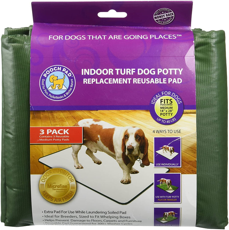PoochPads Indoor Turf Replacement Pad Dog Potty Med 8" x 28" 3pck PoochPad Products