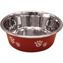 Spot Barcelona Stainless Steel Paw Print Dog Bowl Raspberry 16oz. Ethical Pet